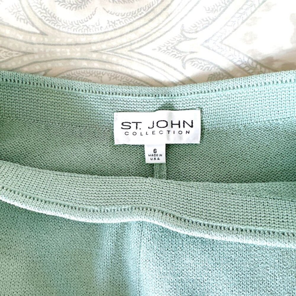 ST JOHN COLLECTION SPORT CHENILLE MINT GREEN MATCHING WIDE LEG PANTS SZ M 6 - Picture 14 of 16
